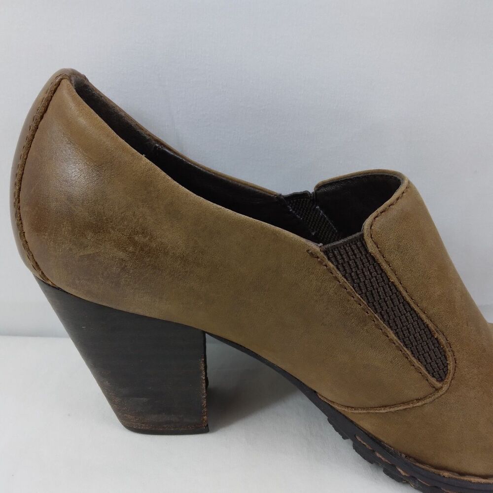 Born W81296 Gertrude Brown Leather Slip-On Bootie Heel Distressed Women's US 7 - Picture 11 of 14